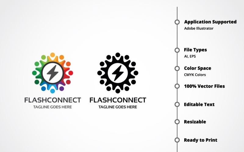 Download Flash Connect Logo Template Шаблон логотипа на тему графика