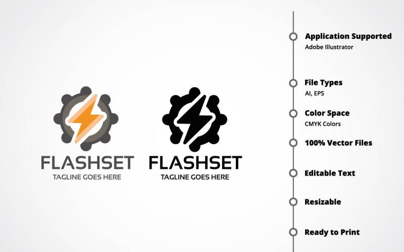 Download Шаблон логотипа "Flashset Logo Template" / Flashset Logo Template - Шаблон логотипа на тему графика agency,bold,circle,compass,creative,energy,flash,internet,magnetic,power,powerful,protection,secure,storm,strengh,strong