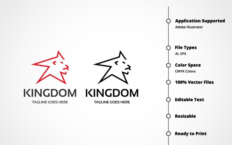 Download Шаблон логотипа "Kingdom Lion Logo Template" / Kingdom Lion Logo Template - Шаблон логотипа на тему графика animal,brand,business,consultant,digital,entertainment,expertise,lion head,lion logo,majestic,media,pixel,power,red,royal,sport,strength,strong,tiger