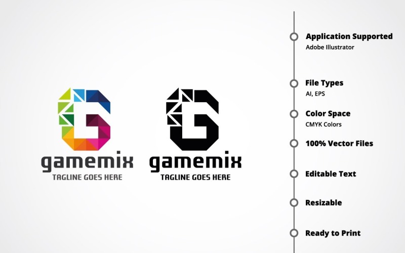 Download Шаблон логотипа "Letter G - Gamemix Logo Template" / Letter G - Gamemix Logo Template - Шаблон логотипа на тему графика branding,business,colorful,entertainment,g letter,game,game play,icon,iconic,identity,interactive,internet,letter,letter g,logo,media,modern,multicolor,multimedia,pixel