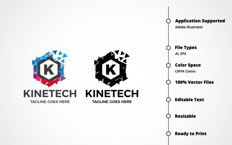 Download Шаблон логотипа "Letter K - Kinetech Logo Template" / Letter K - Kinetech Logo Template - Шаблон логотипа на тему графика business,colourful,consultant,contemporary,corporate,creative,development,dispersion,editable letter k,energetic,fast,k logo,media,modern,movement,moving,multicolour,online,round,software