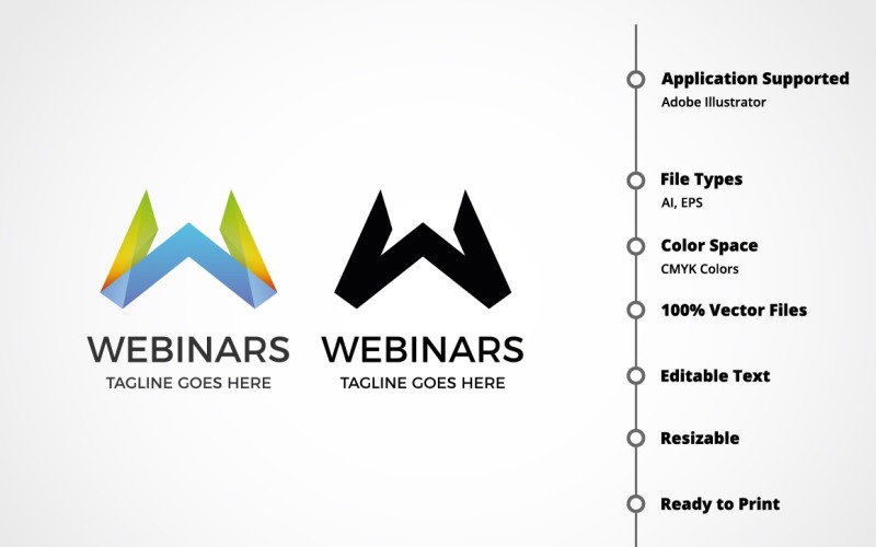 Download Шаблон логотипа "Letter W - Webinars Logo Template" / Letter W - Webinars Logo Template - Шаблон логотипа на тему графика agency,artist,brand,branding,colorful,corporate,css,design,developed,host,hosting,html,identity,internet,letter w,letter w logo,logo,studio,web,web design