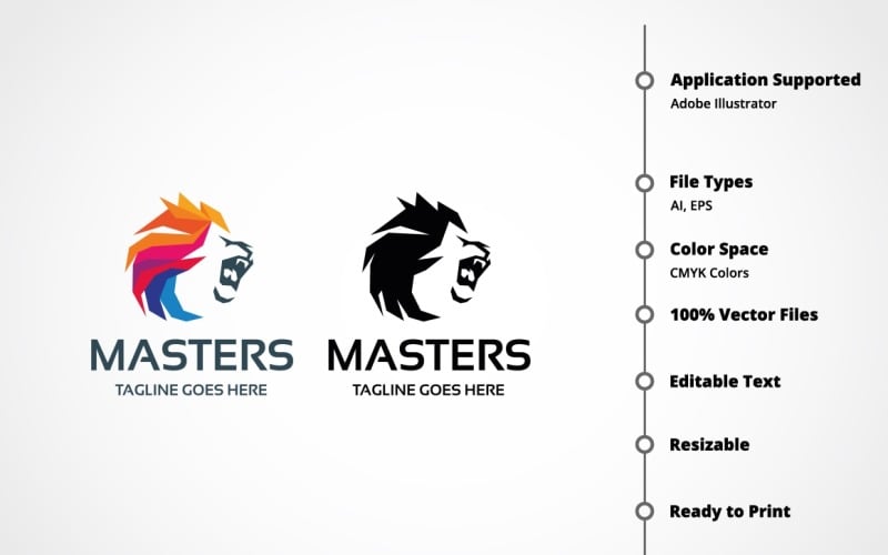 Download Шаблон логотипа "Master Lion Logo Template" / Master Lion Logo Template - Шаблон логотипа на тему графика animal,brand,business,consultant,digital,entertainment,expertise,lion head,lion logo,majestic,media,pixel,power,red,royal,sport,strength,strong,tiger
