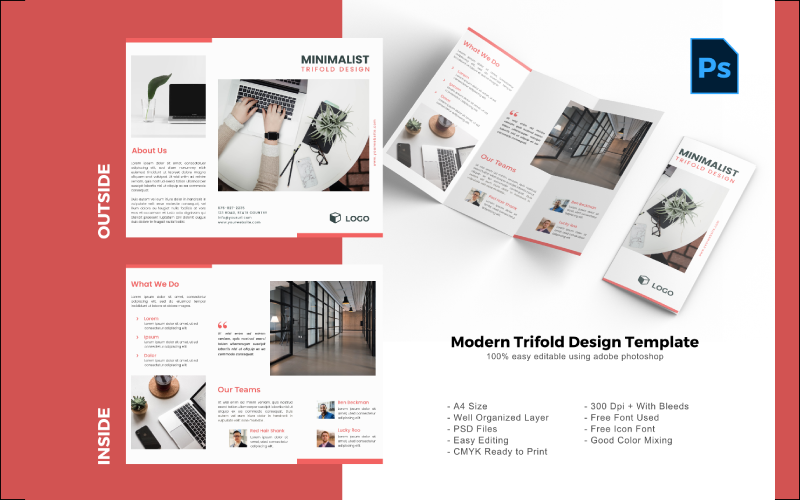 Minimale Pro driebladige brochure PSD-sjabloon