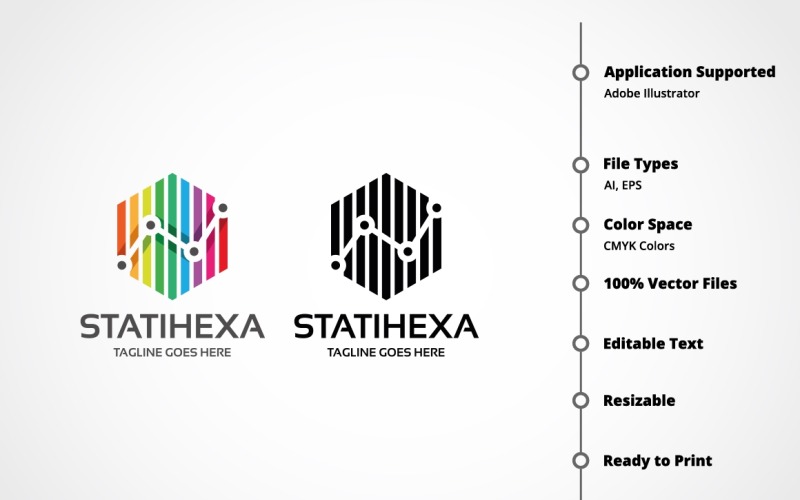 Modelo de logotipo de hexágono estatístico