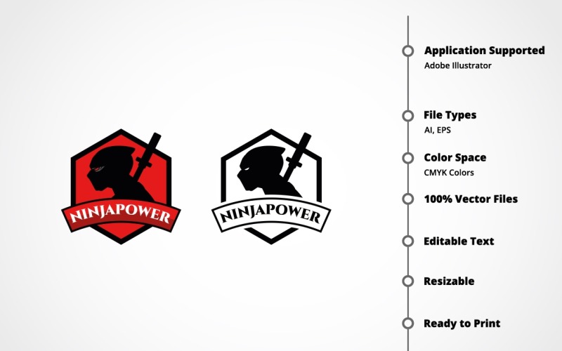 Download Шаблон логотипа "Ninja Power Logo Template" / Ninja Power Logo Template - Шаблон логотипа на тему графика actions,attack,cartoon,characters,console,designer,emblem,esport,fight,fighter,game,gaming,graphic,illustration,japanese,man,ninja,ninja logo,ninja warrior,post