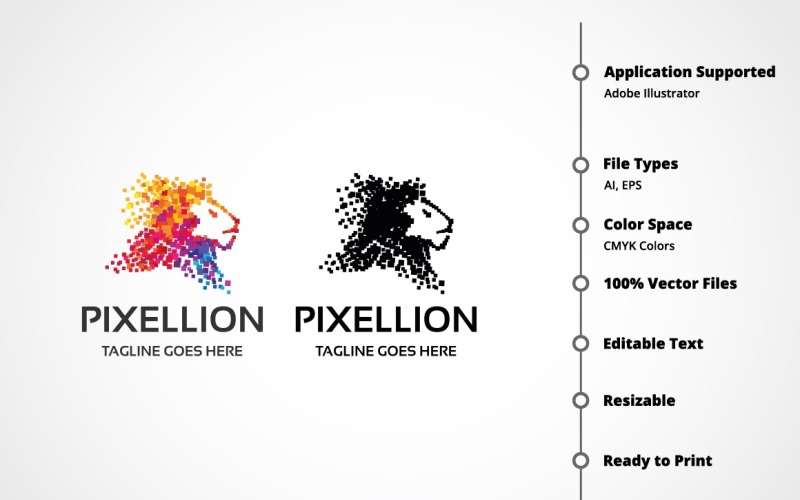 Download Шаблон логотипа "Pixel Lion Logo Template" / Pixel Lion Logo Template - Шаблон логотипа на тему графика animal,brand,business,consultant,digital,entertainment,expertise,lion head,lion logo,majestic,media,pixel,power,red,royal,sport,strength,strong,tiger