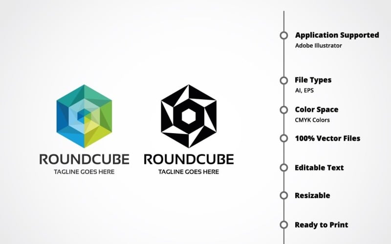 Download Шаблон логотипа "Round Cube Logo Template" / Round Cube Logo Template - Шаблон логотипа на тему графика abstract,box,brand,business,colorful,creative,cube,cubic,cubical,data,design,digital,entertain,entertainment,hexa,hexagon,identity,it,matrix,media