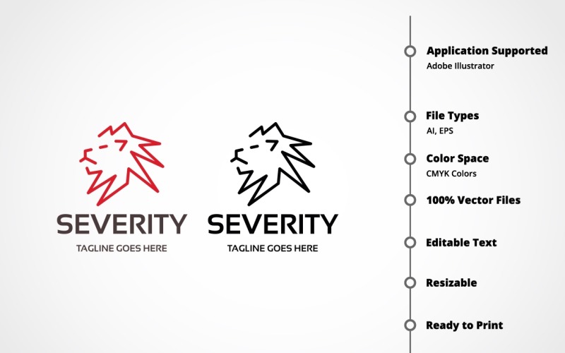 Download Шаблон логотипа "Severity Lion Logo Template" / Severity Lion Logo Template - Шаблон логотипа на тему графика animal,cat,classic,club,elegant,emblem,gold,golden,head,jungle,king,kingdom,leo,line,lion,lion head,lion logo,lion vector,logo,luxury