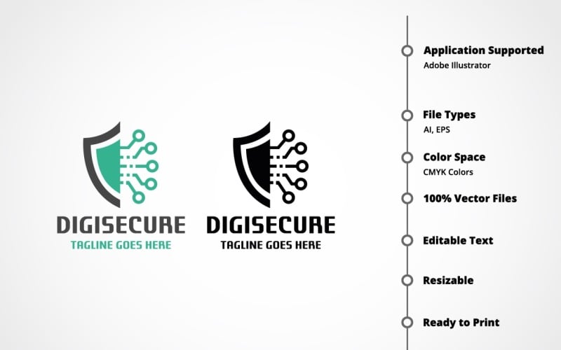 Download Шаблон логотипа "Digital Security Logo Template" / Digital Security Logo Template - Шаблон логотипа на тему графика antivirus,branding,communication,data security,data shield,defender,digital,encrypted,guard,it,key,lock,network security,online,protection,safety,secured,shield,software,strong