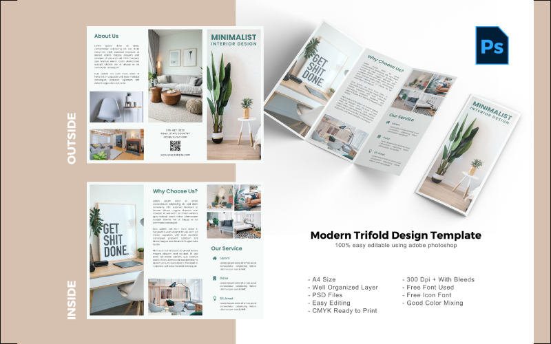 Download PSD шаблон "Minimal Interior Trifold Brochure PSD Template" / Minimal Interior Trifold Brochure PSD Template - PSD шаблон на тему графика trifold template,brochure template,flyer template,psd template,trifold psd template,photoshop template,modern,minimalist,business trifold,trifold brochure,trifold mockup,ads,advertisement,bro