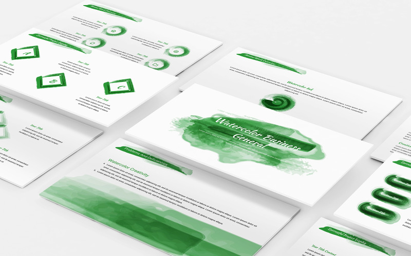 Modelo de PowerPoint geral para negócios em aquarela