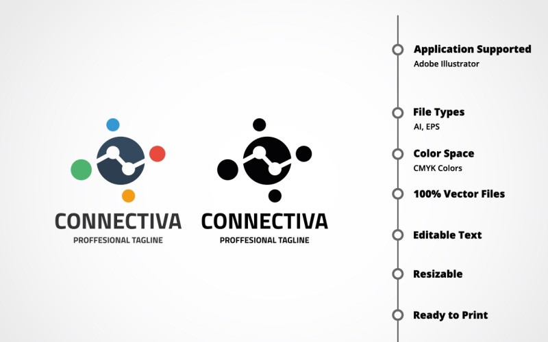 Download Шаблон логотипа "Connectiva Logo Template" / Connectiva Logo Template - Шаблон логотипа на тему графика global,connection,internet,network,link,technology,web,connect,modern,wireless,social,media,earth,cloud,tech,software,globe,circle,sphere,networking