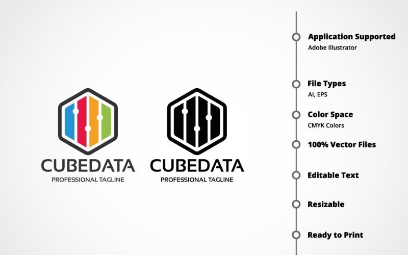 Download Шаблон логотипа "Cube Data Logo Template" / Cube Data Logo Template - Шаблон логотипа на тему графика box,brainstorm,branding,builder,colorful,corporate,creation,creative,creativity,cube,cubic,cubical,data,development,dimension,entertainment,hexagon,hexagonal,idea,matrix