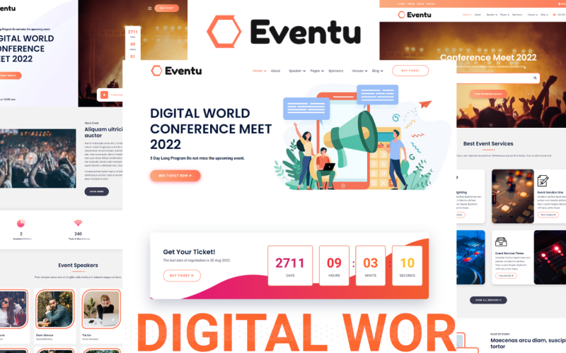Eventu - HTML5 webbplatsmall för konferens, evenemang och möte