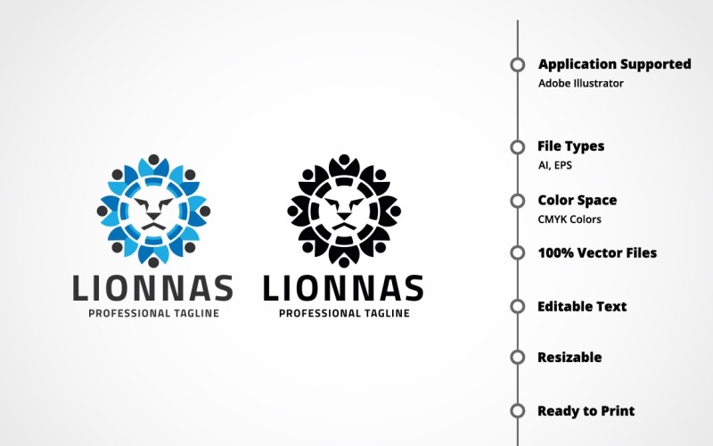 Download Шаблон логотипа "Lionnas Logo Template" / Lionnas Logo Template - Шаблон логотипа на тему графика animal,animals,brut,build,business,business logo,cat,creative,crest,design,emblem,finance,fitness,gym,hotel,king,law,law firm,letter,lion