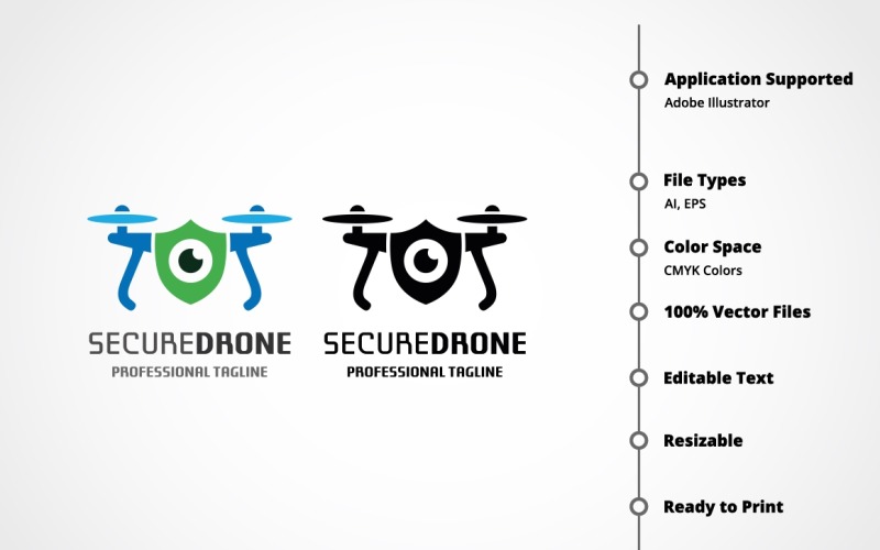 Modèle de logo de drone sécurisé
