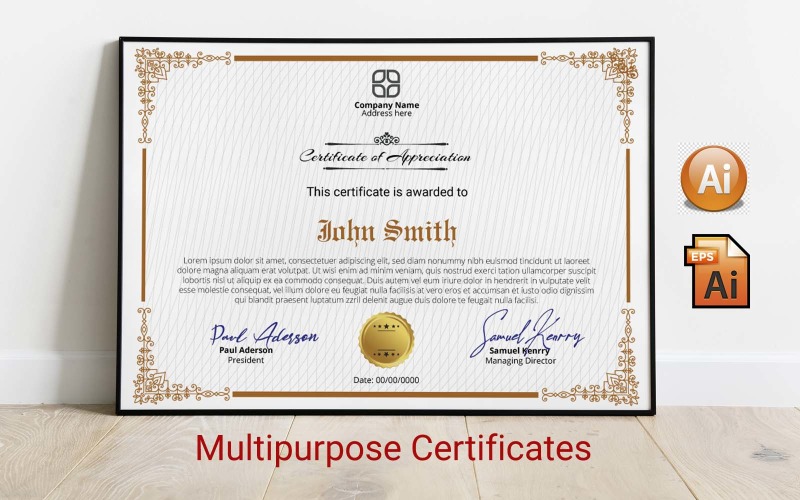 Modello di certificato multiuso moderno