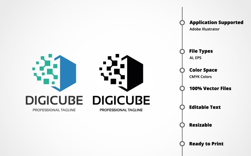 Modelo de logotipo de cubo digital