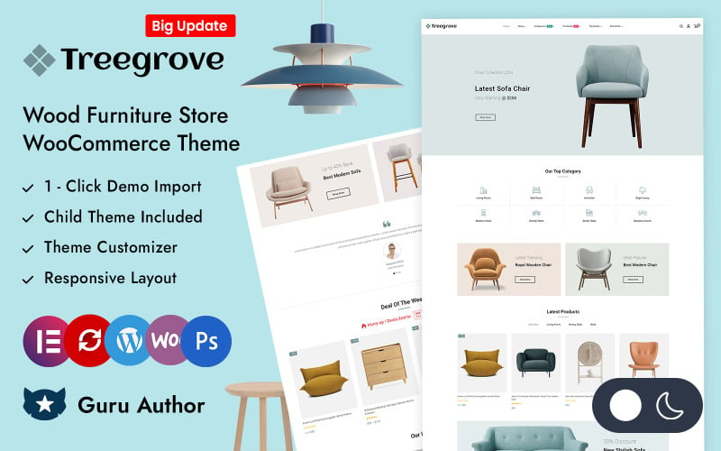 Treegrove - Thème réactif Elementor WooCommerce pour magasin de meubles