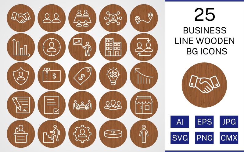 25 Business Line trä BG Ikonuppsättning