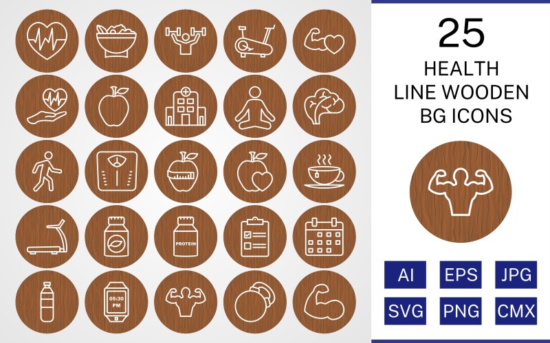 25 Health Line trä BG Ikonuppsättning