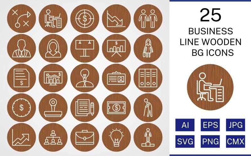 25 İş Hattı Ahşap BG Icon Set
