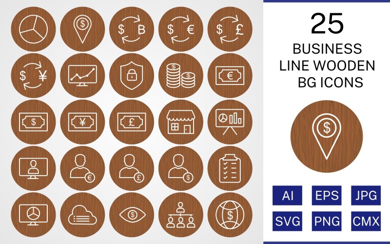 25 İş Hattı Ahşap BG Icon Set