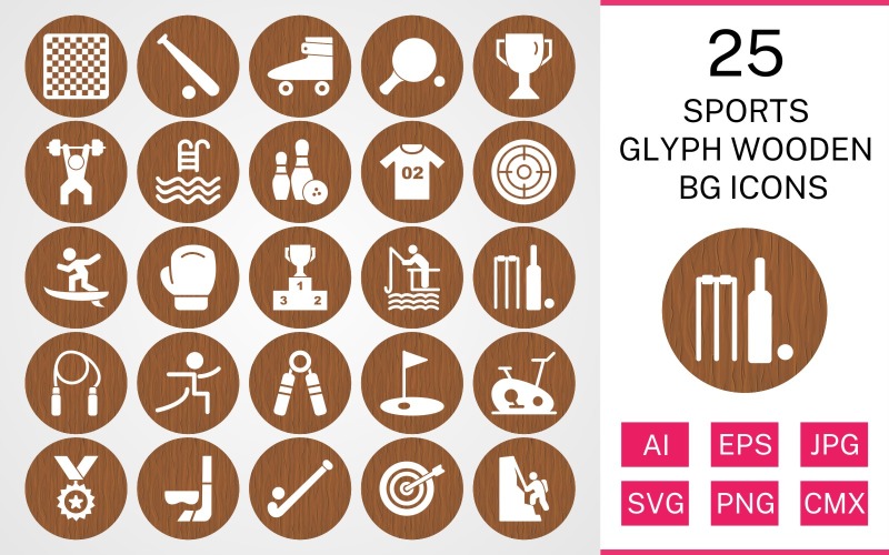 Download Набор иконок "25 Sports And Games Glyph Wooden BG Icon Set" / 25 Sports And Games Glyph Wooden BG Icon Set - Набор иконок на тему sports set,file,icon,icons,background,vector,sign,symbol,pictogram,wooden,glyph,sports,games,chess,goal,yoga,bowling,boxing,bullseye,hockey