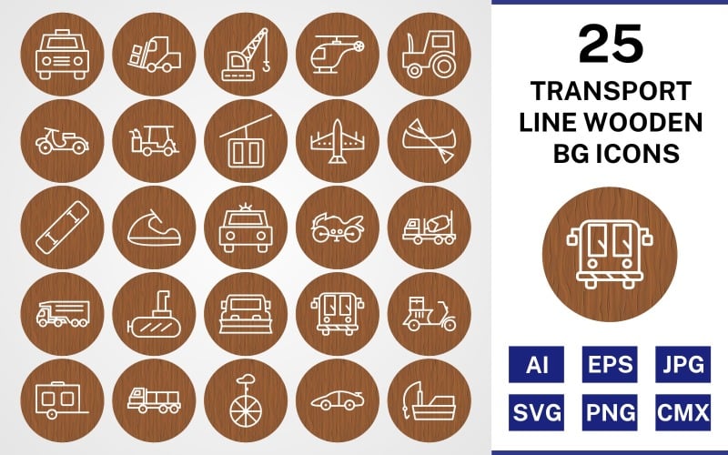 Download Набор иконок "25 Transport Line Wooden BG Icon Set" / 25 Transport Line Wooden BG Icon Set - Набор иконок на тему transport set,file,icon,icons,background,vector,sign,symbol,pictogram,wooden,line,transport,taxi,wagon,dumper,submarine,golf cart,vespa,loader,fishing boat