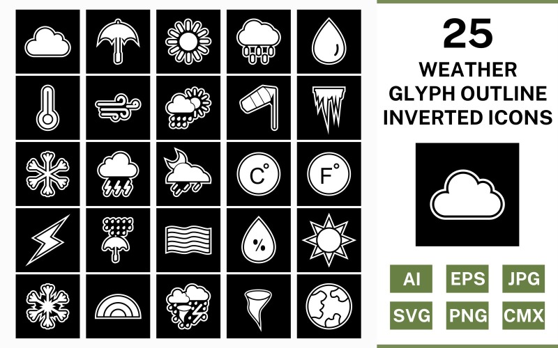 25 Invertierter Symbolsatz für Wetter-Glyphen-Gliederung