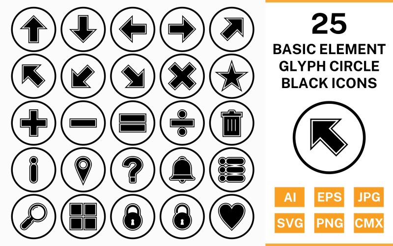 Download Набор иконок "25 Basic Elements Circle Glyph Outline Black Icon Set" / 25 Basic Elements Circle Glyph Outline Black Icon Set - Набор иконок на тему data set,file,icon,icons,circle,vector,sign,symbol,pictogram,glyph,outline,black,basic elements,up,down,apps,lock,list,minus,delete