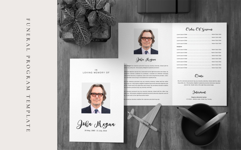 Download Фирменный стиль "Minimal White Funeral Program - Corporate Identity Template" / Minimal White Funeral Program - Corporate Identity Template - Фирменный стиль на тему графика funeral program,program template,obituary template,poem template,celebration of life,memorial program,dove funeral,order of service,time of loss,men funeral,women funeral  african american,af