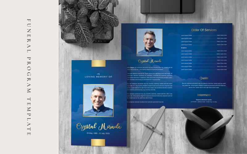 Download Фирменный стиль "Blue Sky Funeral Program - Corporate Identity Template" / Blue Sky Funeral Program - Corporate Identity Template - Фирменный стиль на тему графика funeral program,program template,obituary template,poem template,celebration of life,memorial program,dove funeral,order of service,time of loss,men funeral,women funeral  african american,af