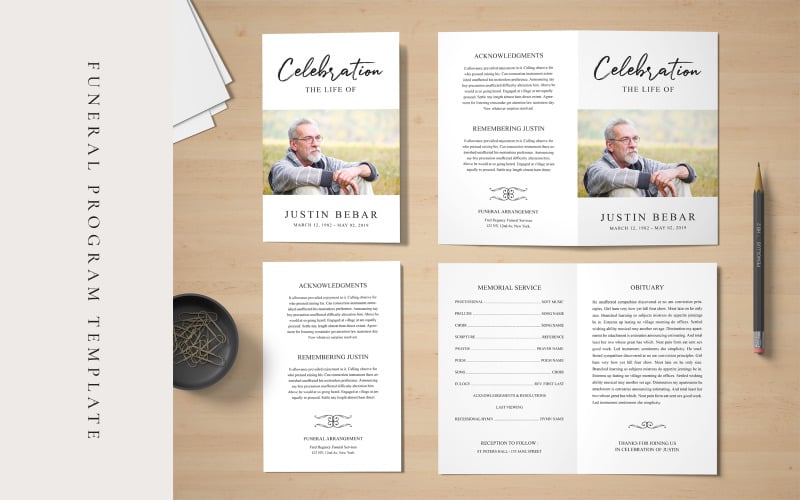 Download Фирменный стиль "Celebration of Life Funeral Program - Corporate Identity Template" / Celebration of Life Funeral Program - Corporate Identity Template - Фирменный стиль на тему графика funeral program,program template,obituary template,poem template,celebration of life,memorial program,dove funeral,order of service,time of loss,men funeral,women funeral  african american,af