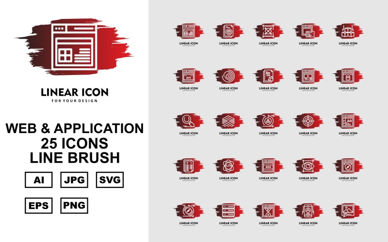 Download Набор иконок "25 Premium Web And Application Line Brush Pack Icon Set" / 25 Premium Web And Application Line Brush Pack Icon Set - Набор иконок на тему computer browser,atom,report,website,aim,reload,search,webpage,full screen,document,gallery,smartphone,sever,layers,icon,icons