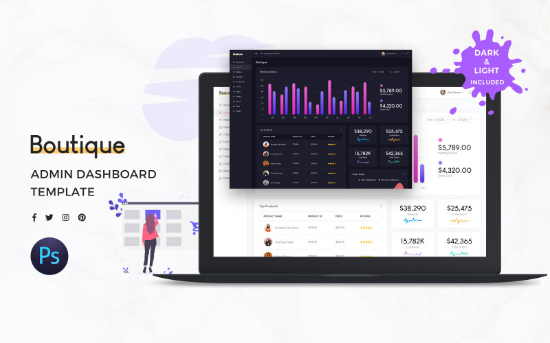 Boutique Admin Dashboard UI-elementen