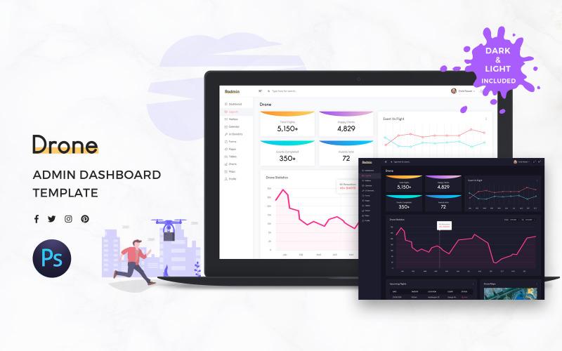 Drone Admin Dashboard UI Kiti