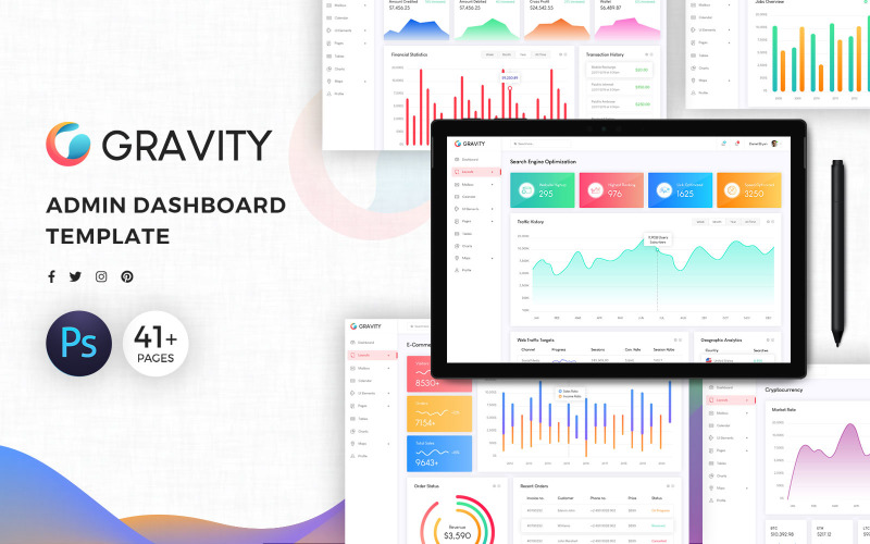 Elementi dell'interfaccia utente del dashboard di amministrazione di Gravity