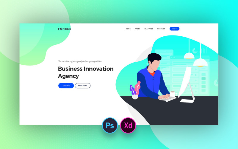 Éléments d'interface utilisateur d'en-tête de héros d'entreprise