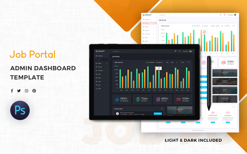 Jobbportal Admin Dashboard UI Elements
