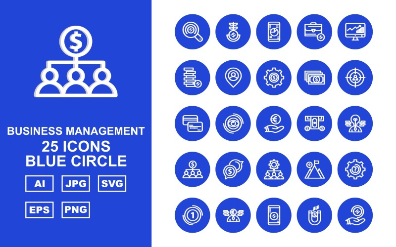 Download Набор иконок "25 Premium Business Management Blue Circle Pack Icon Set" / 25 Premium Business Management Blue Circle Pack Icon Set - Набор иконок на тему business find,eye,mountain,setting,business,creative man,mobile,magnet,saving,plant,suitcase,led,coin,location,dollar,target,atm card,atm machine,network,icon