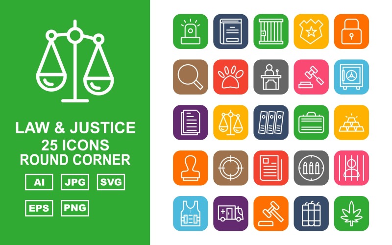Download Набор иконок "25 Premium Law And Justice Round Corner Pack Icon Set" / 25 Premium Law And Justice Round Corner Pack Icon Set - Набор иконок на тему military car light,justice,finger,appeal,cctv,police cap,gun,police car,handcuff,sack,read,convicted,enforcement,lock,find,dog print,witness,law and justice,vault,icon