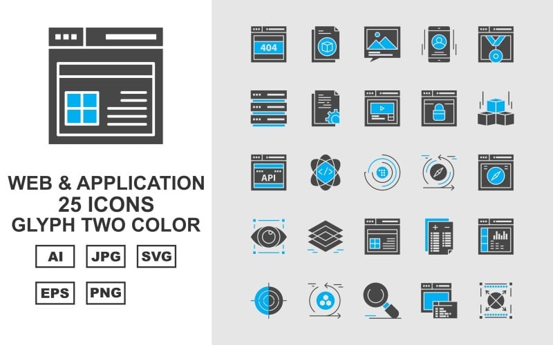Download Набор иконок "25 Premium Web And Application Glyph Two Color Pack Icon Set" / 25 Premium Web And Application Glyph Two Color Pack Icon Set - Набор иконок на тему computer browser,atom,report,website,aim,reload,search,webpage,full screen,document,gallery,smartphone,sever,layers,icon,icons