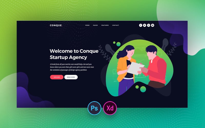 Startup Hero Header UI Elements