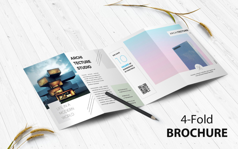 Download Фирменный стиль "Architecture 4-Fold Brochure - Corporate Identity Template" / Architecture 4-Fold Brochure - Corporate Identity Template - Фирменный стиль на тему графика architecture,brochure,template,flyer,poster,print,templates,company,business,corporate,products,promotions,creative,minimal