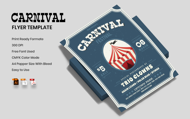 Download Фирменный стиль "Carnival Flyer - Corporate Identity Template" / Carnival Flyer - Corporate Identity Template - Фирменный стиль на тему графика retro,children,template,fun,poster,circus,design,funfair,background,vector,carnival,entertainment,banner,wallpaper,layout,confetti,trendy,album,label,flyer