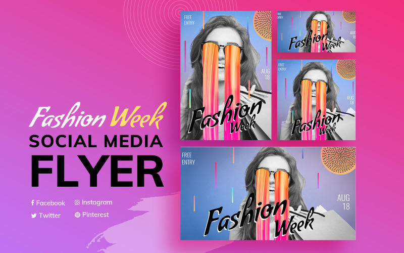 Download Шаблон для соцсетей "Fashion Social Media Template" / Fashion Social Media Template - Шаблон для соцсетей на тему графика fashion,social,media,templates,template,banner,post,facebook,instagram,twitter,pinterest,promotion,promotions,creative,modern