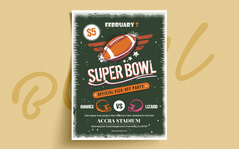 Folheto do Super Bowl - modelo de identidade corporativa