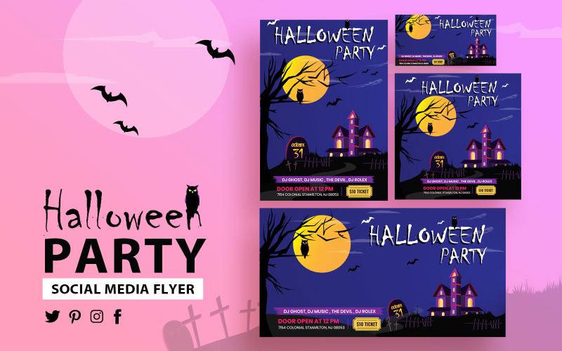 Download Шаблон для соцсетей "Halloween Social Media Template" / Halloween Social Media Template - Шаблон для соцсетей на тему графика halloween,social,media,templates,promotion,activities,party,facebook,template,post,banner,instagram,twitter,pinterest,celebrations